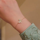 925 Silver Butterfly Bracelet with Zircon Inlay