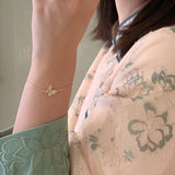 925 Silver Butterfly Bracelet with Zircon Inlay