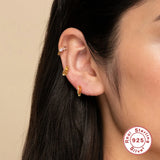 925 Sterling Silver Small Hoop Earrings Zircon Jewelry