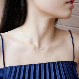 925 Sterling Silver Smiley Zircon Pendant Necklace Crystal Light Necklace