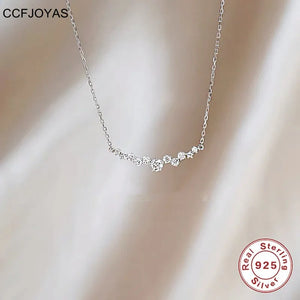 925 Sterling Silver Smiley Zircon Pendant Necklace Crystal Light Necklace