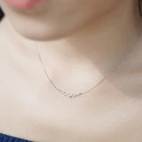925 Sterling Silver Smiley Zircon Pendant Necklace Crystal Light Necklace