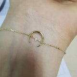 925 Silver Star Moon Chain Bracelet INS Personality 14K Plated Crescent Jewelry