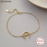 925 Silver Star Moon Chain Bracelet INS Personality 14K Plated Crescent Jewelry