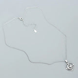 925 Silver Star Moon Zircon Pendant Necklace Women Wedding Party Jewelry