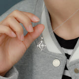 925 Silver Star Moon Zircon Pendant Necklace Women Wedding Party Jewelry