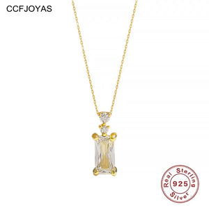925 Silver Square Zircon Necklace French Clavicle Chain