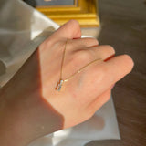 925 Silver Square Zircon Necklace French Clavicle Chain