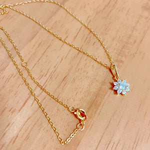 925 Silver Flower Crystal Zircon Pendant Necklace Wedding Party Jewelry