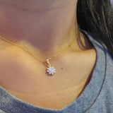 925 Silver Flower Crystal Zircon Pendant Necklace Wedding Party Jewelry