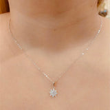 925 Silver Flower Crystal Zircon Pendant Necklace Wedding Party Jewelry