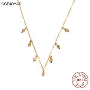 925 Silver Tassel Zircon Pendant Necklace Women