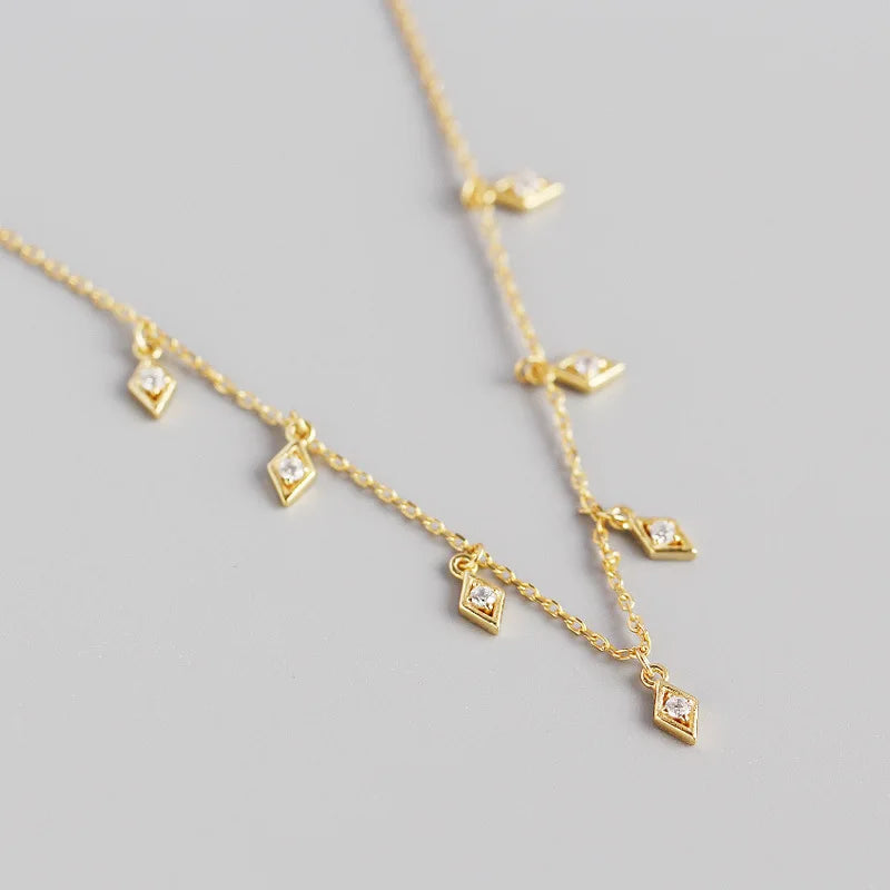 925 Silver Tassel Zircon Pendant Necklace Women