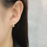 925 Silver White/Black/Purple Zircon Hoop Earrings with Bow-knot Style
