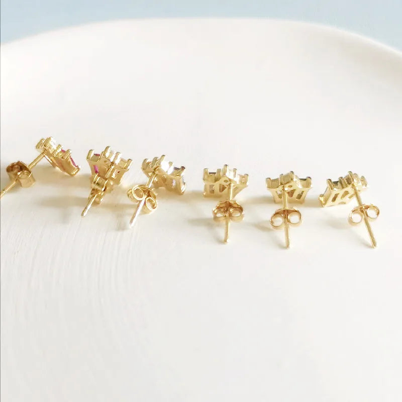 925 Silver Rectangle Zircon Stud Earrings Women Arrival