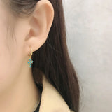925 Silver Zircon Cross Hoop Earrings French INS Jewelry
