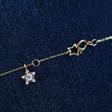 925 Silver Zircon Star Necklace with Double Pendant Chain