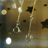 925 Silver Zircon Star Necklace with Double Pendant Chain