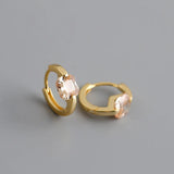 925 Silver Yellow Zircon Hoop Earrings Piercing Jewelry