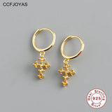 925 Silver Yellow Zircon Hoop Earrings Piercing Jewelry