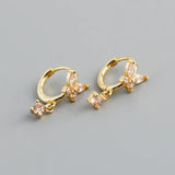 925 Silver Yellow Zircon Hoop Earrings Piercing Jewelry