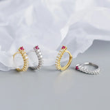 Hoop Earrings with Zircon Accent