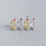 Hoop Earrings with Zircon Accent