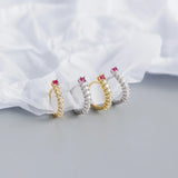 Hoop Earrings with Zircon Accent