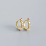 Hoop Earrings with Zircon Accent