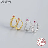 Hoop Earrings with Zircon Accent