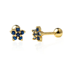 Zircon Flower Stud Earrings 925 Silver Piercing Stackable