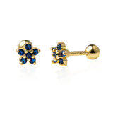 Zircon Flower Stud Earrings 925 Silver Piercing Stackable