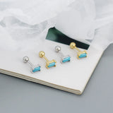 Turquoise 925 Sterling Silver Stud Earrings Women Piercing Jewelry
