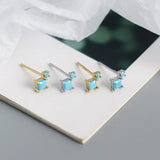 Turquoise 925 Sterling Silver Stud Earrings Women Piercing Jewelry