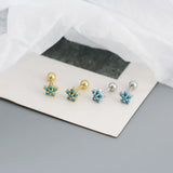 Turquoise 925 Sterling Silver Stud Earrings Women Piercing Jewelry