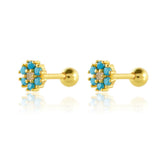 Turquoise 925 Sterling Silver Stud Earrings Women Piercing Jewelry