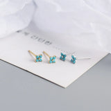 Turquoise 925 Sterling Silver Stud Earrings Women Piercing Jewelry