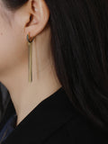 Long Tassel Chain S925 Sterling Silver Hoop Earrings for Women