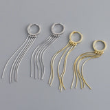 Long Tassel Chain S925 Sterling Silver Hoop Earrings for Women