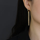Long Tassel Chain S925 Sterling Silver Hoop Earrings for Women
