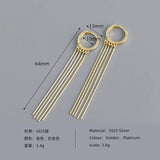 Long Tassel Chain S925 Sterling Silver Hoop Earrings for Women