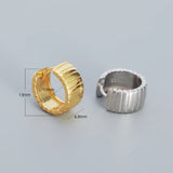 Punk Rock 925 Silver Hoop Earrings Retro Stripe Metal Wind Unisex Circle Jewelry
