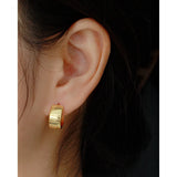 Punk Rock 925 Silver Hoop Earrings Retro Stripe Metal Wind Unisex Circle Jewelry