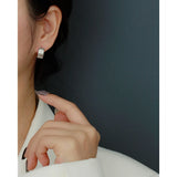 Punk Rock 925 Silver Hoop Earrings Retro Stripe Metal Wind Unisex Circle Jewelry