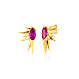 Punk 925 Silver Stud Earrings Purple/White/Black/Red Zircon