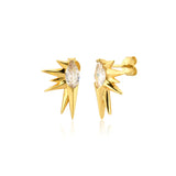Punk 925 Silver Stud Earrings Purple/White/Black/Red Zircon
