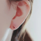 Garnet Red Zircon Heart Stud Earrings 925 Sterling Silver Wedding Jewelry