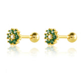 Green Zircon 925 Silver Stud Earrings Mini Crystal Piercing Jewelry