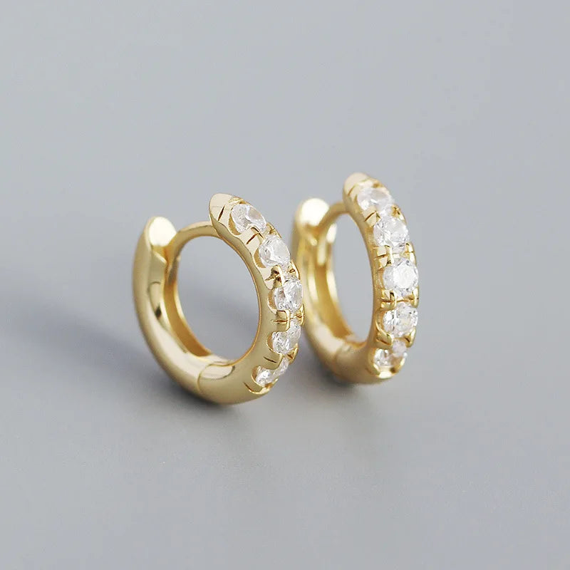 925 Silver Hoop Earrings White/Green/Colorful Zircon Circle
