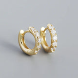 925 Silver Hoop Earrings White/Green/Colorful Zircon Circle